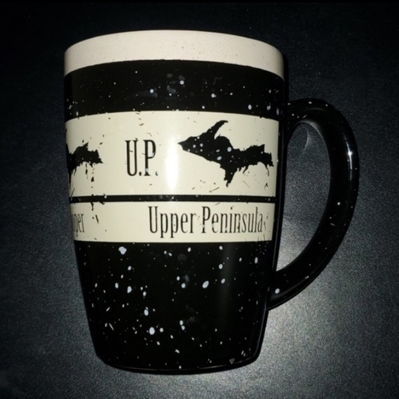 Michigan mug black cream Upper Peninsula UP designed to appear worn - Picture 1 of 4